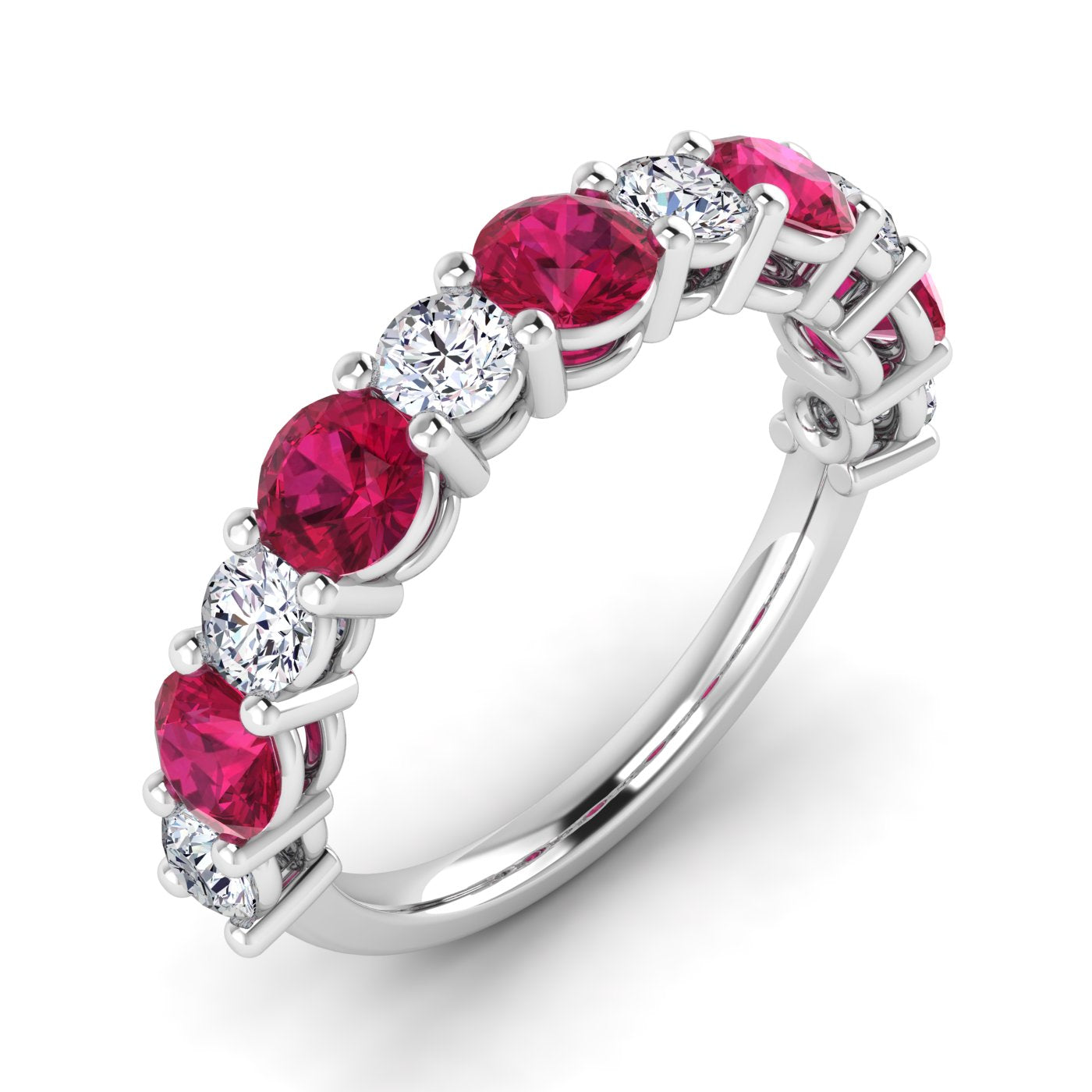 White Gold, Lab grown ruby, wedding band