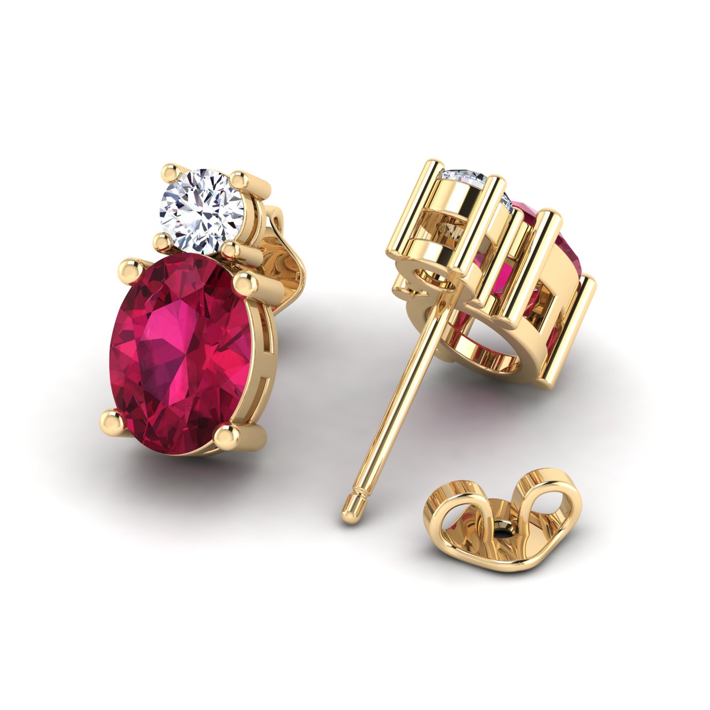 Genuine Ruby Earrings | 10K Yellow Gold Ruby with Diamond cheapest Stud Earrings