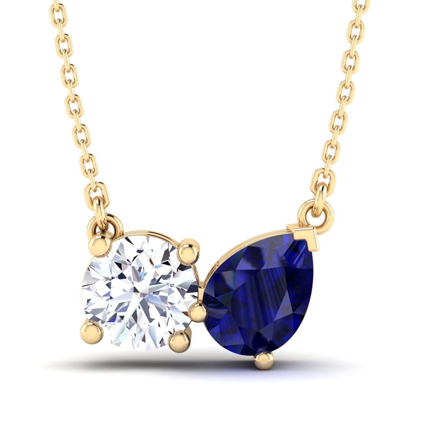 Sapphire and diamond pendant yellow deals gold