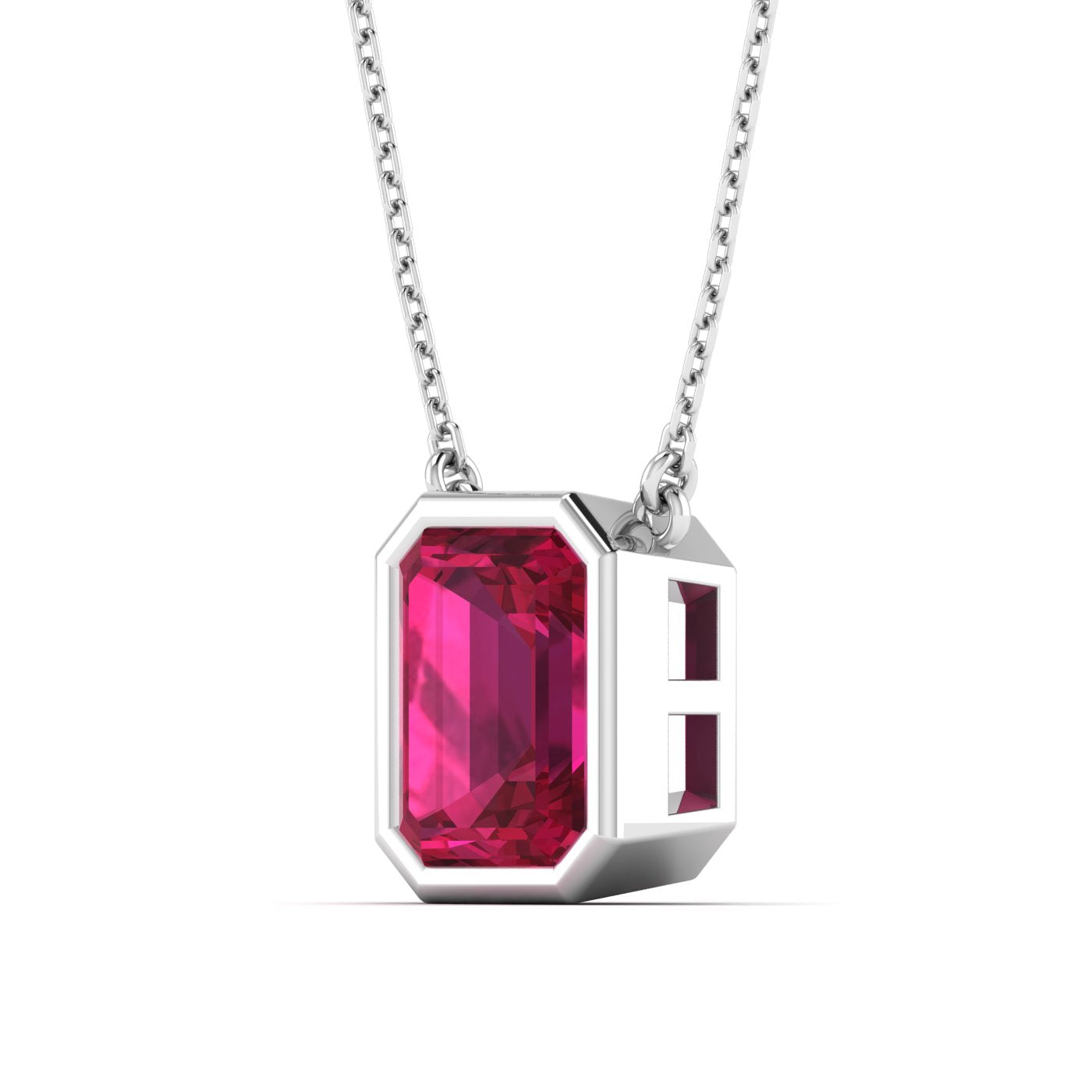 Classic Emerald Cut Red Ruby Bezel Setting Necklace – goodmark